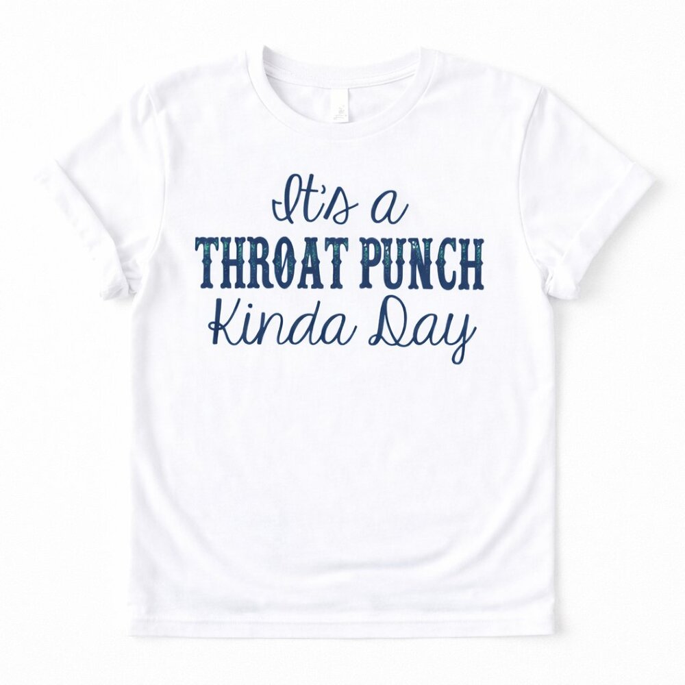 Throat Punch Day Funny Graphic T Shirt Trendy Boutique Style Tee Womens White